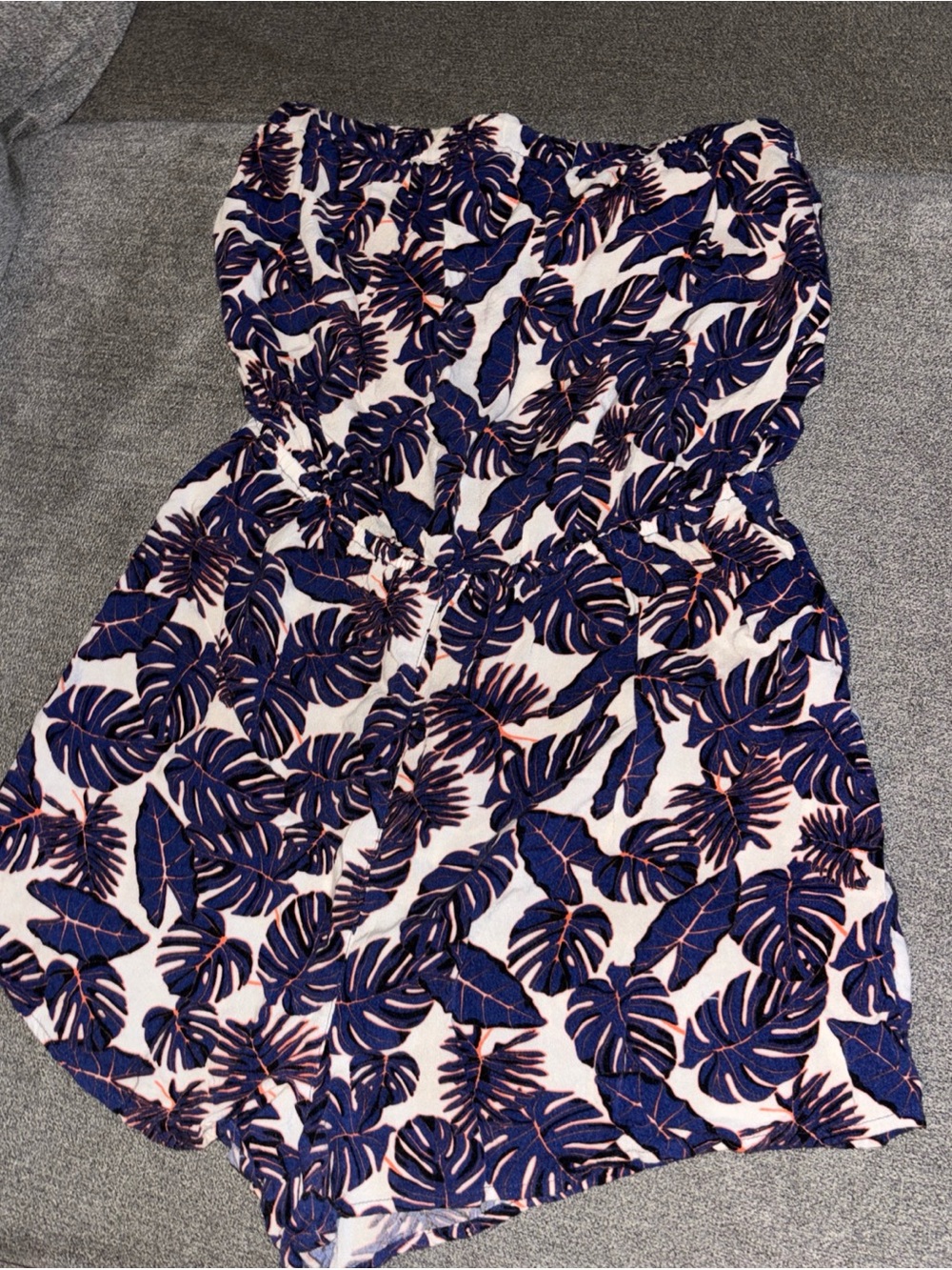 Divided Blue & Blush Tropical Strapless Romper Size 8